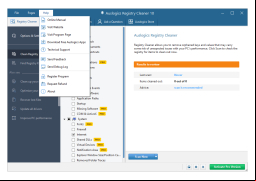 Auslogics Registry Cleaner - help-menu